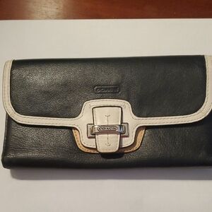 Coach Black and Cream Leather Wallet